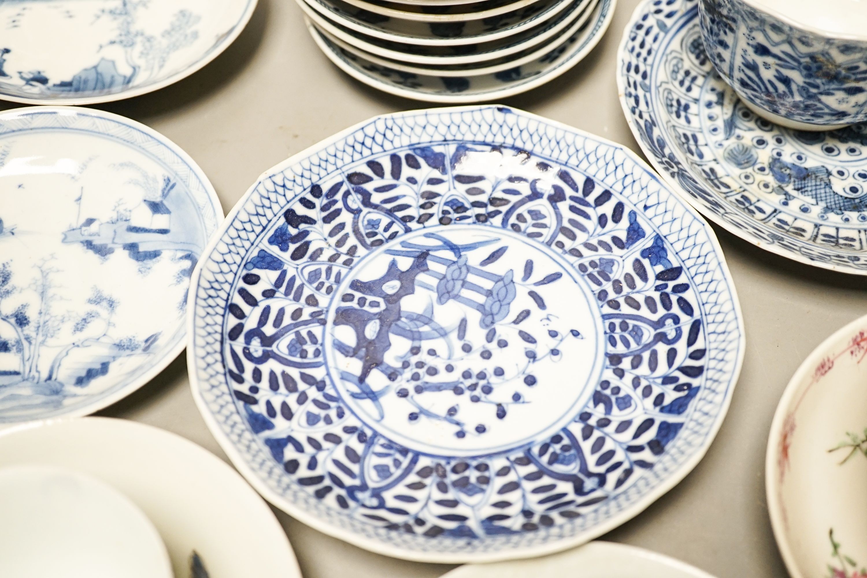 A group of Chinese porcelain teabowls and saucers, 18th-20th century